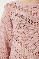 ژاکت بافتنی تابستانی یقه قایق پودری زنانه MW00107-thumb