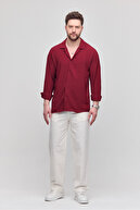 پیراهن تابستانی مردانه Aerobin بافت تابستانی اورسایز پیراهن مردانه بورگوندی-thumb