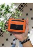 653 کاغذ چرمی اصلی مقایسه کارت شناسایی کارت اعتباری کارت ویزیت کیف پول نارنجی-thumb