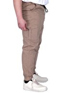 شلوار مردانه مدل XL Plus Size Lenen Cargo Jogger 21911 Cappucino-thumb