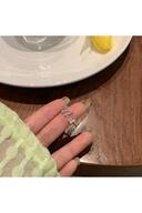 انگشتر شیک طرح پروانه دو نفره - رنگ نقره ای-thumb