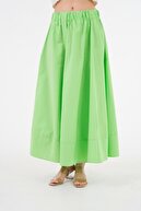 دامن بلند کمر سبز پوپلین با تایر 27321-thumb