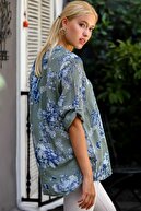 Chiccy Kadın Haki İtalyan Romantik Gül Desenli Cepli Ayar Düğmeli Kol Detaylı Bluz M10010200BL94941