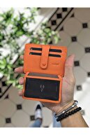 653 کاغذ چرمی اصلی مقایسه کارت شناسایی کارت اعتباری کارت ویزیت کیف پول نارنجی-thumb