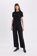 تی شرت مشکی آستین کوتاه نخی ساده ساده و معمولی یقه گرد W9584az25sp-thumb