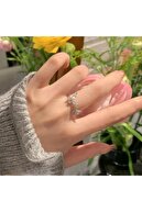 انگشتر شیک طرح پروانه دو نفره - رنگ نقره ای-thumb