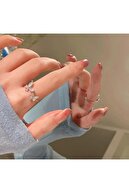 انگشتر شیک طرح پروانه دو نفره - رنگ نقره ای-thumb