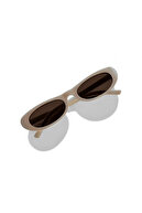 Laurent Slim Design Ince UV400 Unisex Cream Beige Brown-thumb