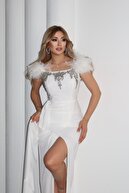 پارچه های لوازم جانبی پارچه وارداتی سفید زنان هشدارهای شکاف OTRISH طراحی ویژه لباس حداکثر-thumb