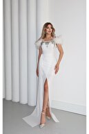 پارچه های لوازم جانبی پارچه وارداتی سفید زنان هشدارهای شکاف OTRISH طراحی ویژه لباس حداکثر-thumb