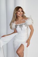 پارچه های لوازم جانبی پارچه وارداتی سفید زنان هشدارهای شکاف OTRISH طراحی ویژه لباس حداکثر-thumb