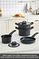 ست قابلمه و تابه 7 تکه چدنی بر پایه Biodiamond Riga القایی با دسته سیلیکونی به عنوان هدیه-thumb