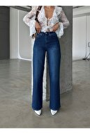 زن Yüksel Bel Pale Effect Lycra Wide Leg Palazzo Jean-thumb