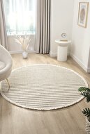 فرش بژ قهوه ای گرد بافته شده اتاق نشیمن آشپزخانه راهرو کف فرش ماشینی فرش 0019 FLAT-thumb