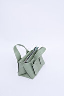 چرم مصنوعی سبز نعناعی SHK60، تک محفظه، زیپ دار، بند قابل تنظیم، کیف دستی، بازو و شانه-thumb