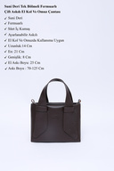 چرم مصنوعی قهوه ای SHK60 تک محفظه دو دسته و کیف شانه متقاطع L: 14 W: 21 W: 8 سانتی متر-thumb