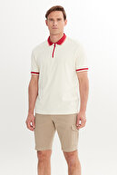 تی شرت مردانه یقه چوگان برش راحت بورگوندی با تناسب معمولی 100% پنبه-thumb