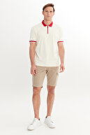 تی شرت مردانه یقه چوگان برش راحت بورگوندی با تناسب معمولی 100% پنبه-thumb