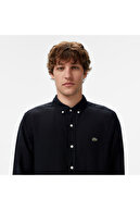 پیراهن مشکی یقه دکمه دار معمولی مردانه-thumb