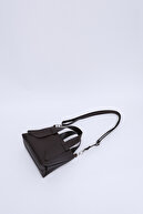 چرم مصنوعی قهوه ای SHK60 تک محفظه دو دسته و کیف شانه متقاطع L: 14 W: 21 W: 8 سانتی متر-thumb