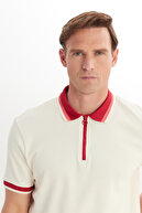 تی شرت مردانه یقه چوگان برش راحت بورگوندی با تناسب معمولی 100% پنبه-thumb