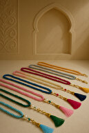 تسبیح دعای مروارید 99 تکه 10 عددی رنگ آمیزی کادویی منگوله دار پلاستیکی (مولیت-ختنه-حج عمره)-thumb