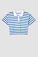 Defacto Kız Çocuk Çizgili Polo Yaka Crop Kısa Kollu Tişört V5610A621HS