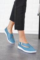 پنجره لاستیک جانبی سزا کفش های زنانه چرمی واقعی شلوار جین پوست آبی-thumb