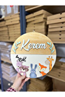 کادو طرح ویژه دایره دو رنگ زیور درب چوبی بیمارستان نوزاد حیوانات-thumb