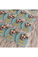 هدیه آهنربایی تولد نوزاد پلکسی گلاس با شکل خرس عروسکی با بادکنک سبز (10 عدد)-thumb