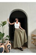 دامن بلند خلی پوپلین با تایر 27321-thumb