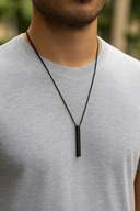 گردنبند مردانه مستطیل مشکی 70 سانتی متری گردنبند مورات بوز-thumb