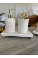 سرویس حمام 3 تکه مرمر با لوازم جانبی طلا-thumb