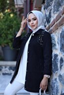 ژاکت جین جین جزئیات سنگ کریستال زنان-thumb