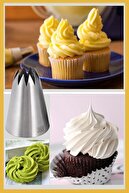 نوک کیسه لوله کشی کرم استیل ضد زنگ، شکل دهنده دسر تولوبا 1 عدد + 4 کیسه لوله کشی-thumb