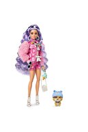 Barbie Extra Mor Ceketli Ve Evcil Hayvanlı Şort Oyuncak Ekstra Mor Ceketli Bebek
