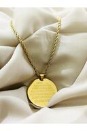 گردنبند استیل 316l رنگ طلا دوزی شده Ayetel Kursi به عنوان هدیه کدر نمی شود-thumb