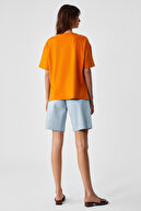 تی شرت نارنجی گردن شرت با شکاف دور گردن جیممی 100 ٪ جمی-thumb