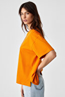 تی شرت نارنجی گردن شرت با شکاف دور گردن جیممی 100 ٪ جمی-thumb