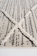 فرش اتاق نشیمن ساکورا 2204 خاکستری ضد گرد و غبار با طرح‌های قومی مدرن-thumb