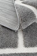 ساکورا 2210 خاکستری ضد گرد و غبار با طرح های قومی بافته شده مدرن فرش اتاق نشیمن-thumb