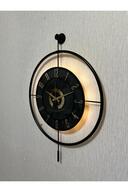 ساعت دیواری شیشه ای فلزی (اندازه بزرگ 60x80 سانتی متر) سبک واقعی شیشه ای سیاه و سفید-طلا-thumb