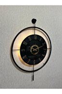 ساعت دیواری شیشه ای فلزی (اندازه بزرگ 60x80 سانتی متر) سبک واقعی شیشه ای سیاه و سفید-طلا-thumb