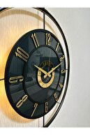 ساعت دیواری شیشه ای فلزی (اندازه بزرگ 60x80 سانتی متر) سبک واقعی شیشه ای سیاه و سفید-طلا-thumb