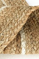 تشک کف فرش جوت گرد سفید طبیعی Vime 01R فرش دستباف جوت فرش حصیری فرش اصیل بوهمی-thumb