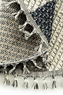 فرش 1403 خاکستری آبی خاکستری آسان تمیز کردن، گرد و غبار نمی دهد فرش گرد طرح بافتنی بافت دار-thumb