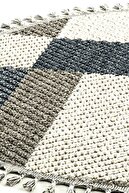 فرش 1403 خاکستری آبی خاکستری آسان تمیز کردن، گرد و غبار نمی دهد فرش گرد طرح بافتنی بافت دار-thumb