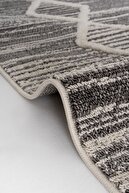 Sakura 2206 شمع خاکستری فرهای بافندگی مدرن قومی گرد و غبار فرش سالن را نمی دهد-thumb