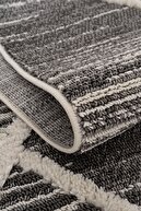 Sakura 2206 شمع خاکستری فرهای بافندگی مدرن قومی گرد و غبار فرش سالن را نمی دهد-thumb