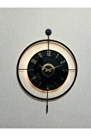 ساعت دیواری شیشه ای فلزی (اندازه بزرگ 60x80 سانتی متر) سبک واقعی شیشه ای سیاه و سفید-طلا-thumb